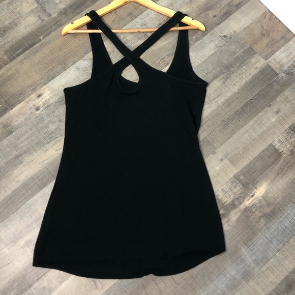 ATHLETA criss cross back  tunic tank top scoop neck black size M super soft - Picture 3 of 13